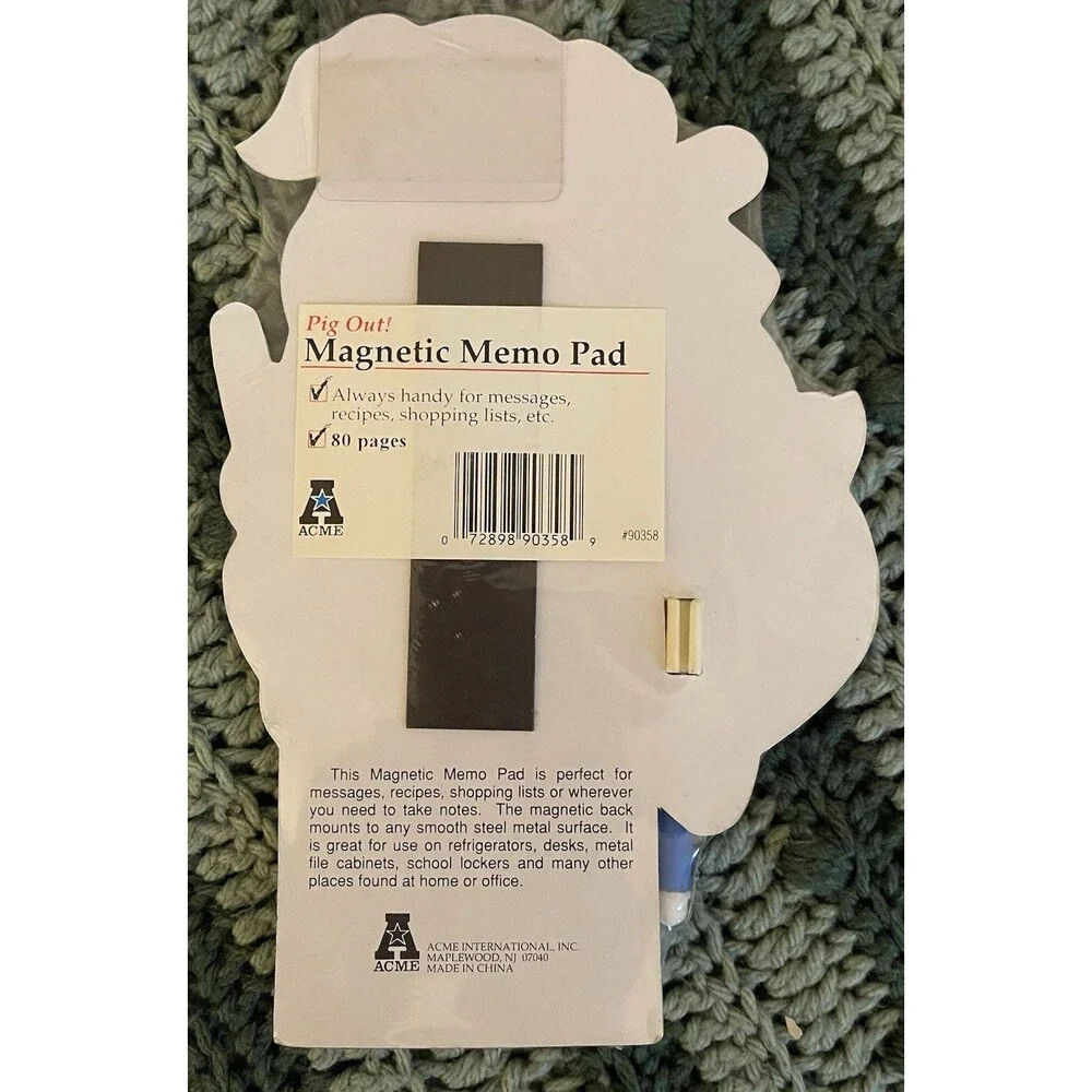Vintage Magnetic Perfectly Piggy Memo Note Pad Fat Free Favorites With Marker